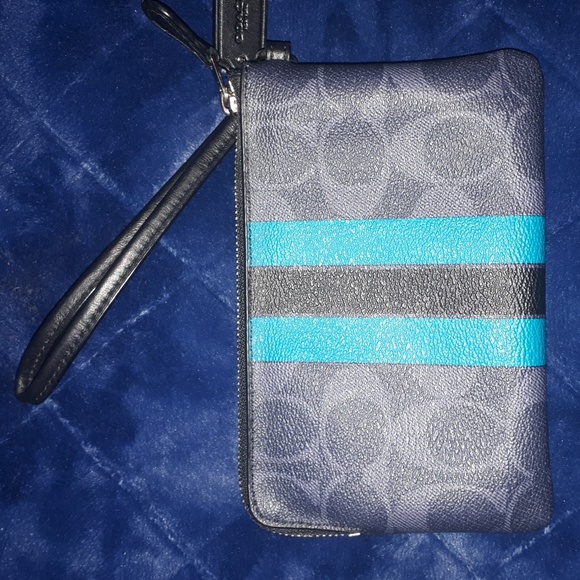 COACH~Varsity Stripe Black Pouch with Wristlet - Picture 2 of 4